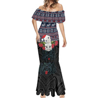 New Zealand Hei Tiki Christmas In July Mermaid Dress Pohutukawa Santa Xmas Polynesian Pattern LT22 - Polynesian Pride