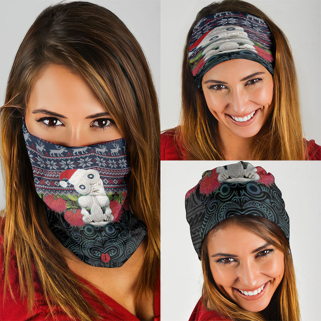 New Zealand Hei Tiki Christmas In July Neck Gaiter Pohutukawa Santa Xmas Polynesian Pattern LT22 - Polynesian Pride