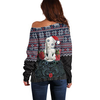 New Zealand Hei Tiki Christmas In July Off Shoulder Sweater Pohutukawa Santa Xmas Polynesian Pattern LT22 - Polynesian Pride