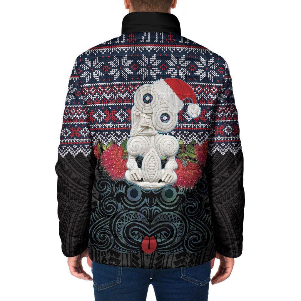 New Zealand Hei Tiki Christmas In July Padded Jacket Pohutukawa Santa Xmas Polynesian Pattern LT22 - Polynesian Pride