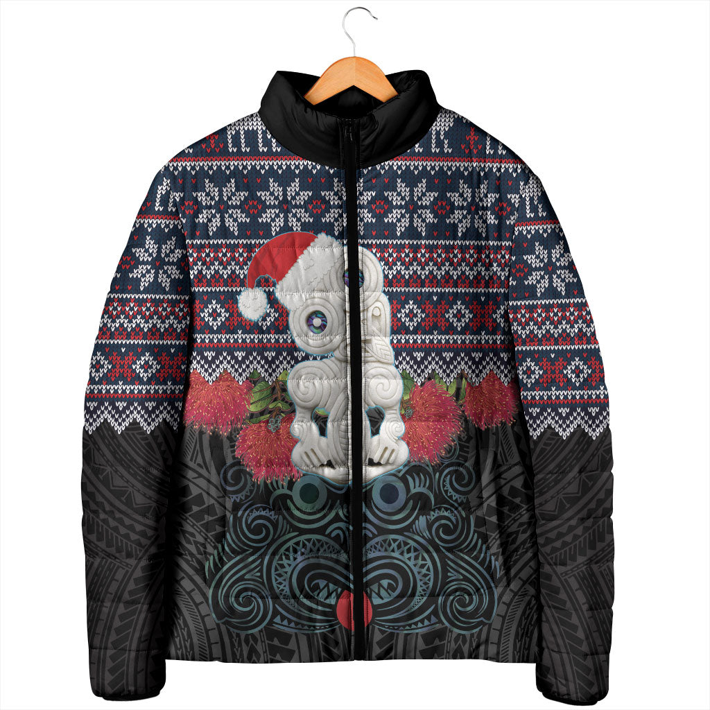 New Zealand Hei Tiki Christmas In July Padded Jacket Pohutukawa Santa Xmas Polynesian Pattern LT22 - Polynesian Pride