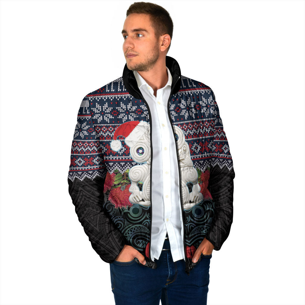 New Zealand Hei Tiki Christmas In July Padded Jacket Pohutukawa Santa Xmas Polynesian Pattern LT22 - Polynesian Pride