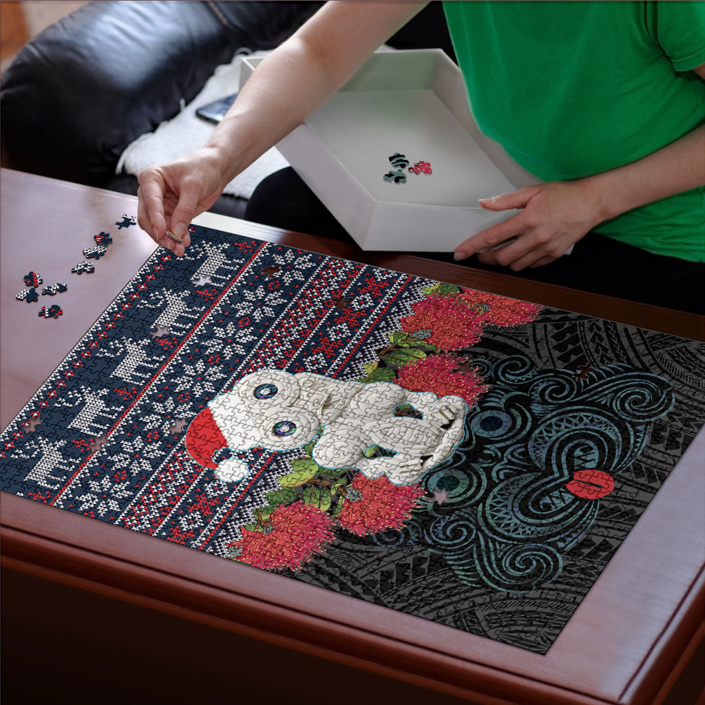 New Zealand Hei Tiki Christmas In July Puzzle Pohutukawa Santa Xmas Polynesian Pattern LT22 - Polynesian Pride