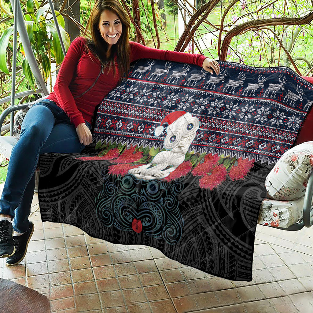 New Zealand Hei Tiki Christmas In July Quilt Pohutukawa Santa Xmas Polynesian Pattern LT22 - Polynesian Pride