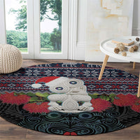 New Zealand Hei Tiki Christmas In July Round Carpet Pohutukawa Santa Xmas Polynesian Pattern LT22 - Polynesian Pride