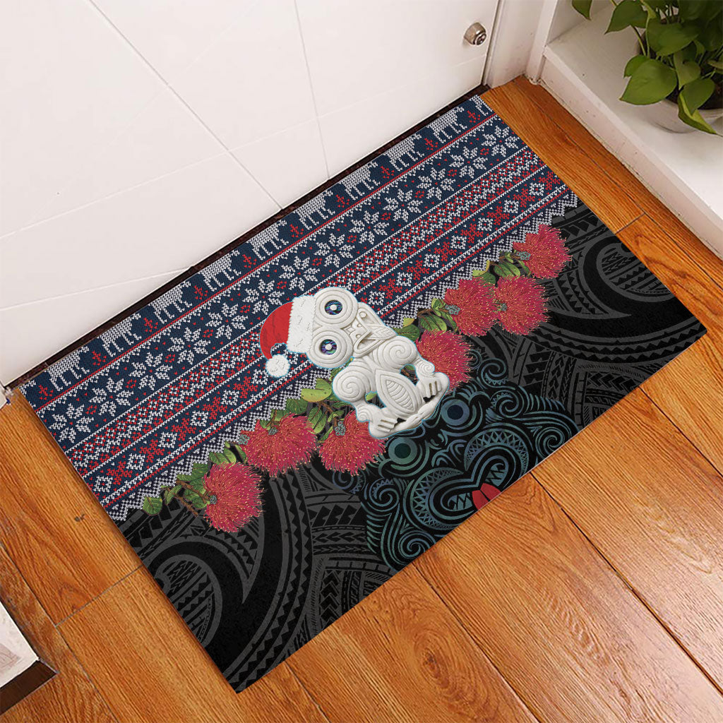 New Zealand Hei Tiki Christmas In July Rubber Doormat Pohutukawa Santa Xmas Polynesian Pattern LT22 - Polynesian Pride