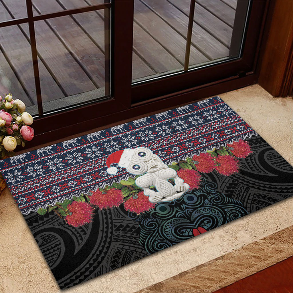 New Zealand Hei Tiki Christmas In July Rubber Doormat Pohutukawa Santa Xmas Polynesian Pattern LT22 - Polynesian Pride