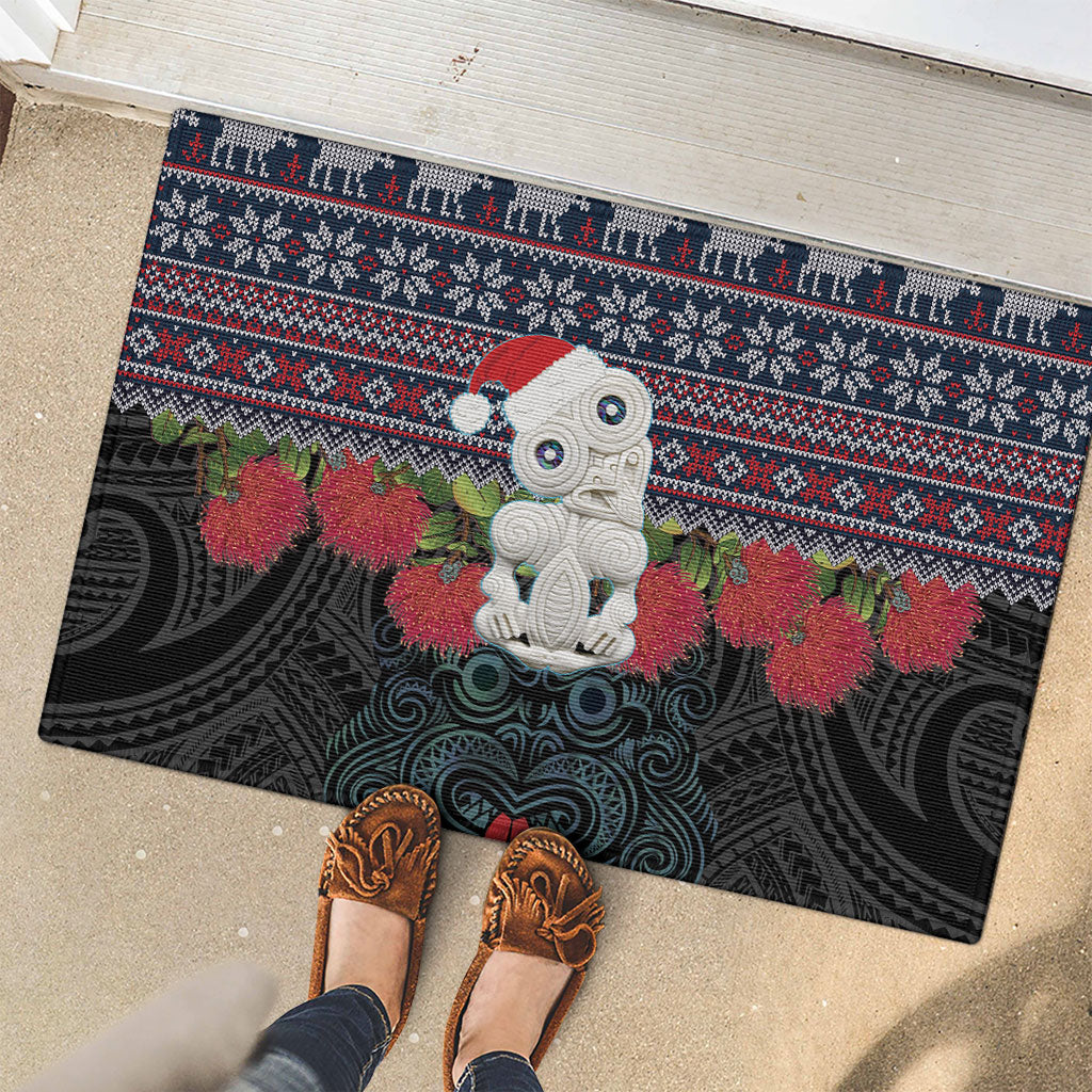 New Zealand Hei Tiki Christmas In July Rubber Doormat Pohutukawa Santa Xmas Polynesian Pattern LT22 - Polynesian Pride