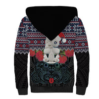 New Zealand Hei Tiki Christmas In July Sherpa Hoodie Pohutukawa Santa Xmas Polynesian Pattern LT22 - Polynesian Pride