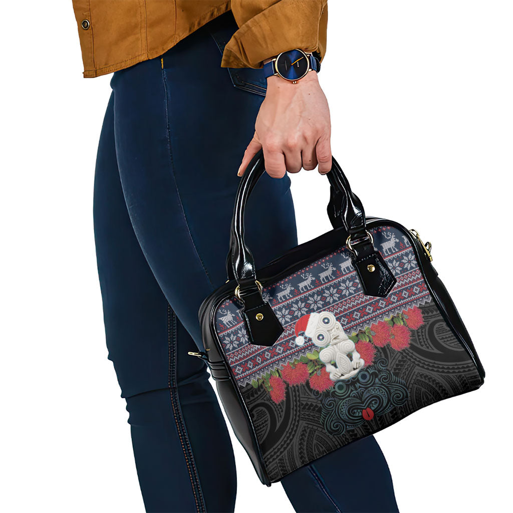 New Zealand Hei Tiki Christmas In July Shoulder Handbag Pohutukawa Santa Xmas Polynesian Pattern LT22 - Polynesian Pride