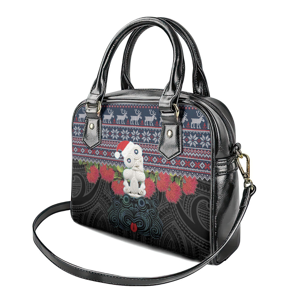 New Zealand Hei Tiki Christmas In July Shoulder Handbag Pohutukawa Santa Xmas Polynesian Pattern LT22 - Polynesian Pride