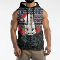 New Zealand Hei Tiki Christmas In July Sleeveless Hoodie Pohutukawa Santa Xmas Polynesian Pattern LT22 - Polynesian Pride