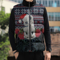 New Zealand Hei Tiki Christmas In July Sleeveless Puffer Jacket Pohutukawa Santa Xmas Polynesian Pattern LT22 - Polynesian Pride