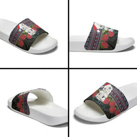 New Zealand Hei Tiki Christmas In July Slide Sandals Pohutukawa Santa Xmas Polynesian Pattern LT22 - Polynesian Pride