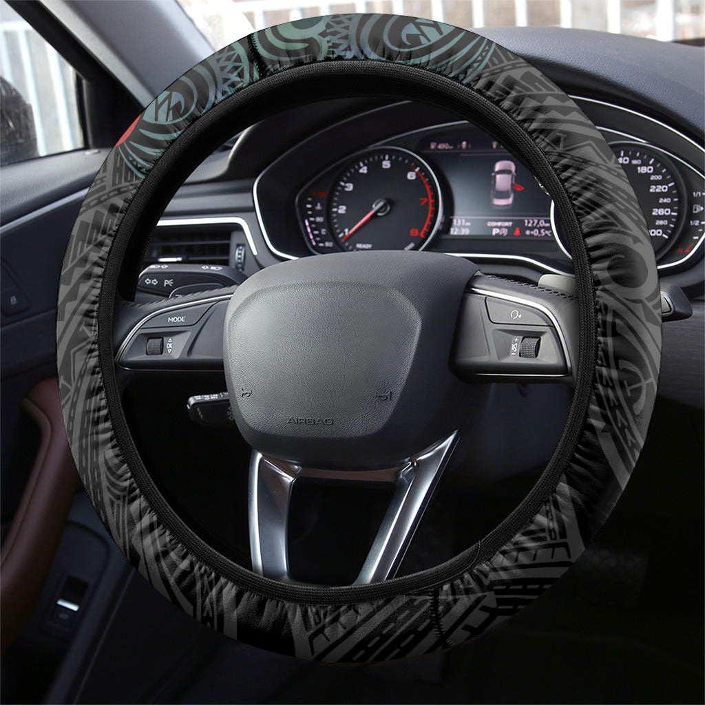 New Zealand Hei Tiki Christmas In July Steering Wheel Cover Pohutukawa Santa Xmas Polynesian Pattern LT22 - Polynesian Pride