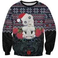 New Zealand Hei Tiki Christmas In July Sweatshirt Pohutukawa Santa Xmas Polynesian Pattern LT22 Unisex Black - Polynesian Pride