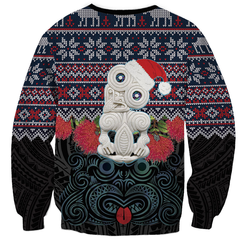 New Zealand Hei Tiki Christmas In July Sweatshirt Pohutukawa Santa Xmas Polynesian Pattern LT22 - Polynesian Pride