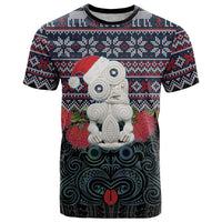 New Zealand Hei Tiki Christmas In July T Shirt Pohutukawa Santa Xmas Polynesian Pattern LT22 Black - Polynesian Pride