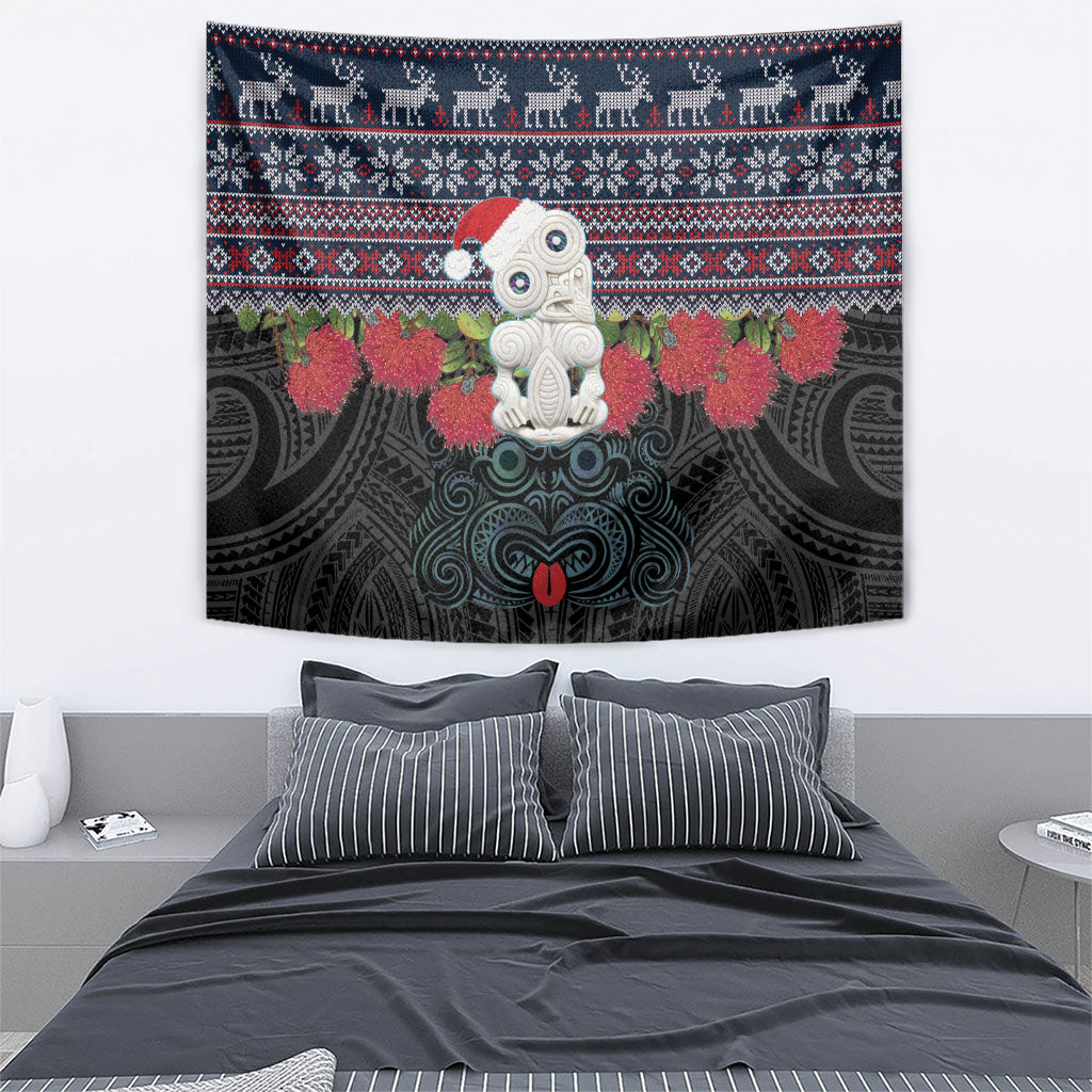 New Zealand Hei Tiki Christmas In July Tapestry Pohutukawa Santa Xmas Polynesian Pattern LT22 - Polynesian Pride