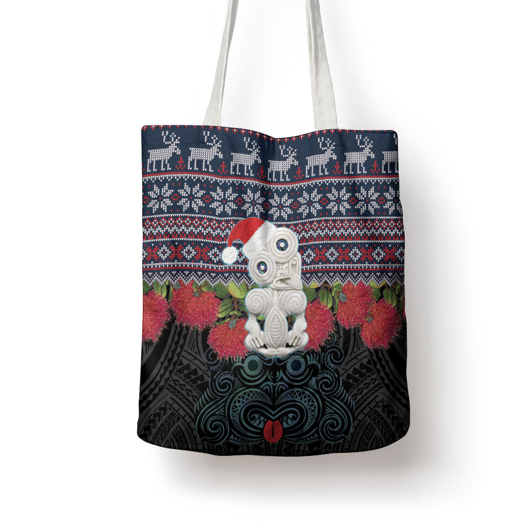 New Zealand Hei Tiki Christmas In July Tote Bag Pohutukawa Santa Xmas Polynesian Pattern LT22 - Polynesian Pride