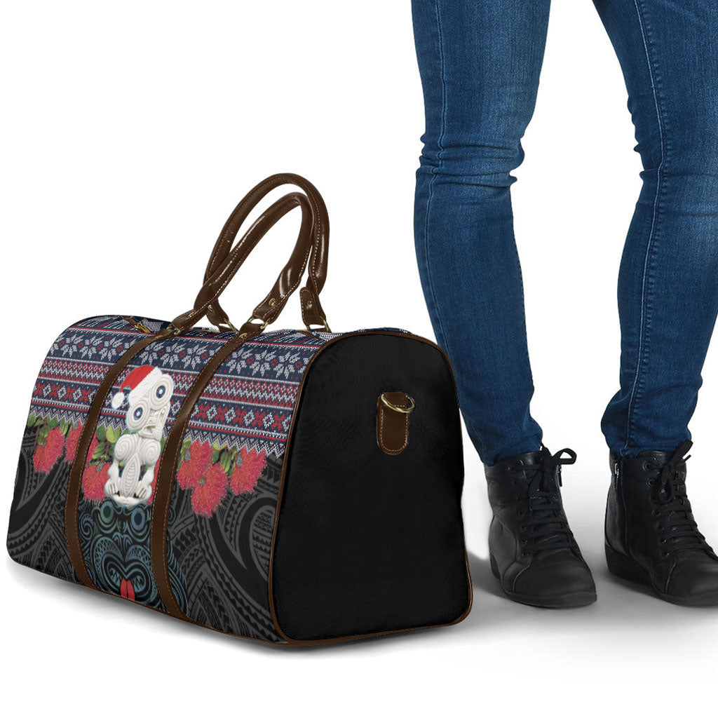 New Zealand Hei Tiki Christmas In July Travel Bag Pohutukawa Santa Xmas Polynesian Pattern LT22 - Polynesian Pride