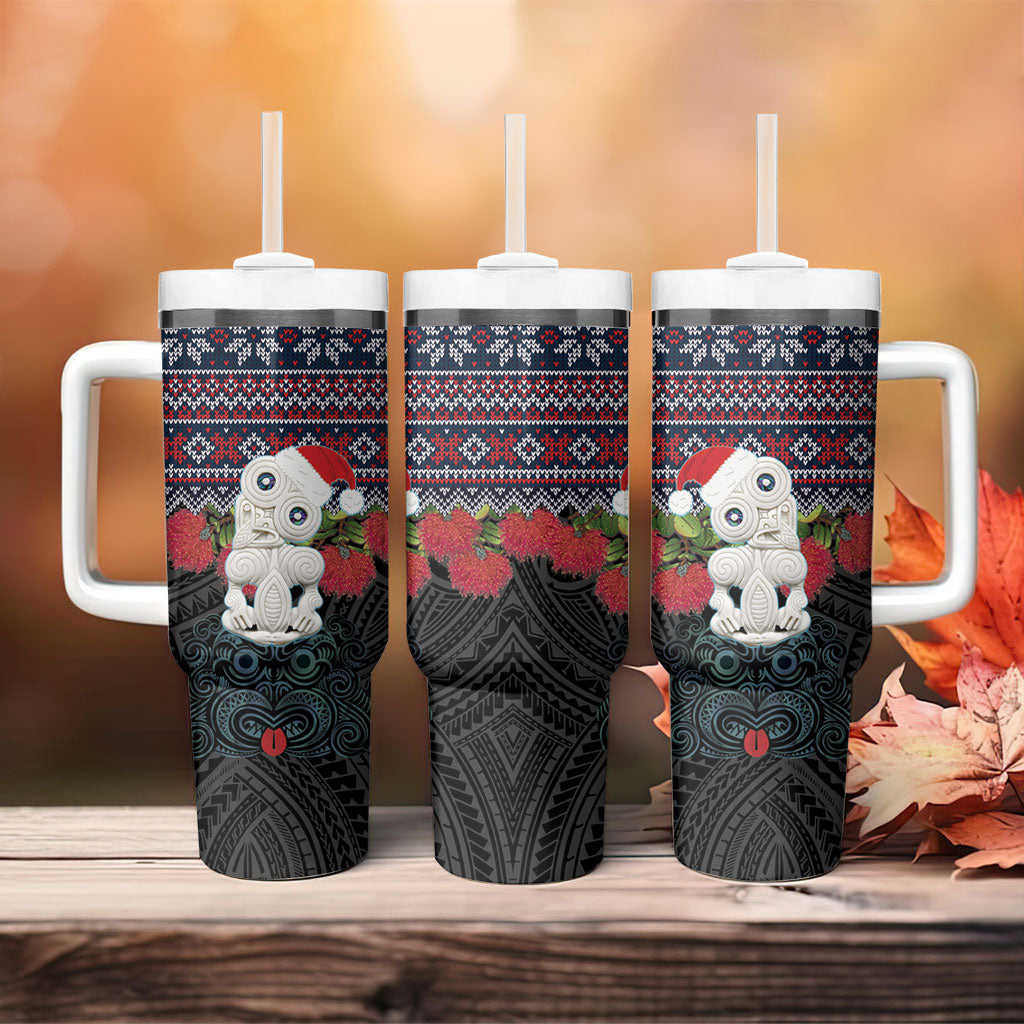 New Zealand Hei Tiki Christmas In July Tumbler With Handle Pohutukawa Santa Xmas Polynesian Pattern LT22 - Polynesian Pride