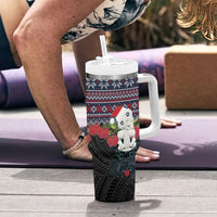 New Zealand Hei Tiki Christmas In July Tumbler With Handle Pohutukawa Santa Xmas Polynesian Pattern LT22 - Polynesian Pride