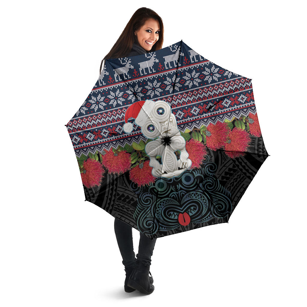 New Zealand Hei Tiki Christmas In July Umbrella Pohutukawa Santa Xmas Polynesian Pattern LT22 - Polynesian Pride