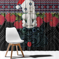 New Zealand Hei Tiki Christmas In July Window Curtain Pohutukawa Santa Xmas Polynesian Pattern LT22 - Polynesian Pride