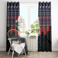 New Zealand Hei Tiki Christmas In July Window Curtain Pohutukawa Santa Xmas Polynesian Pattern LT22 - Polynesian Pride