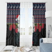 New Zealand Hei Tiki Christmas In July Window Curtain Pohutukawa Santa Xmas Polynesian Pattern LT22 - Polynesian Pride
