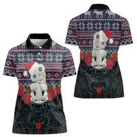 New Zealand Hei Tiki Christmas In July Women Polo Shirt Pohutukawa Santa Xmas Polynesian Pattern LT22 - Polynesian Pride