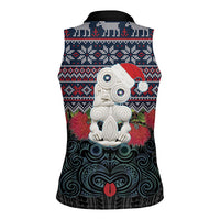 New Zealand Hei Tiki Christmas In July Women Sleeveless Polo Shirt Pohutukawa Santa Xmas Polynesian Pattern LT22 - Polynesian Pride