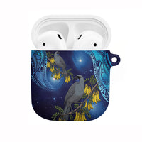 New Zealand Kokako Bird AirPods Case Kowhai Galaxy Style Polynesian Pattern LT22 Blue - Polynesian Pride