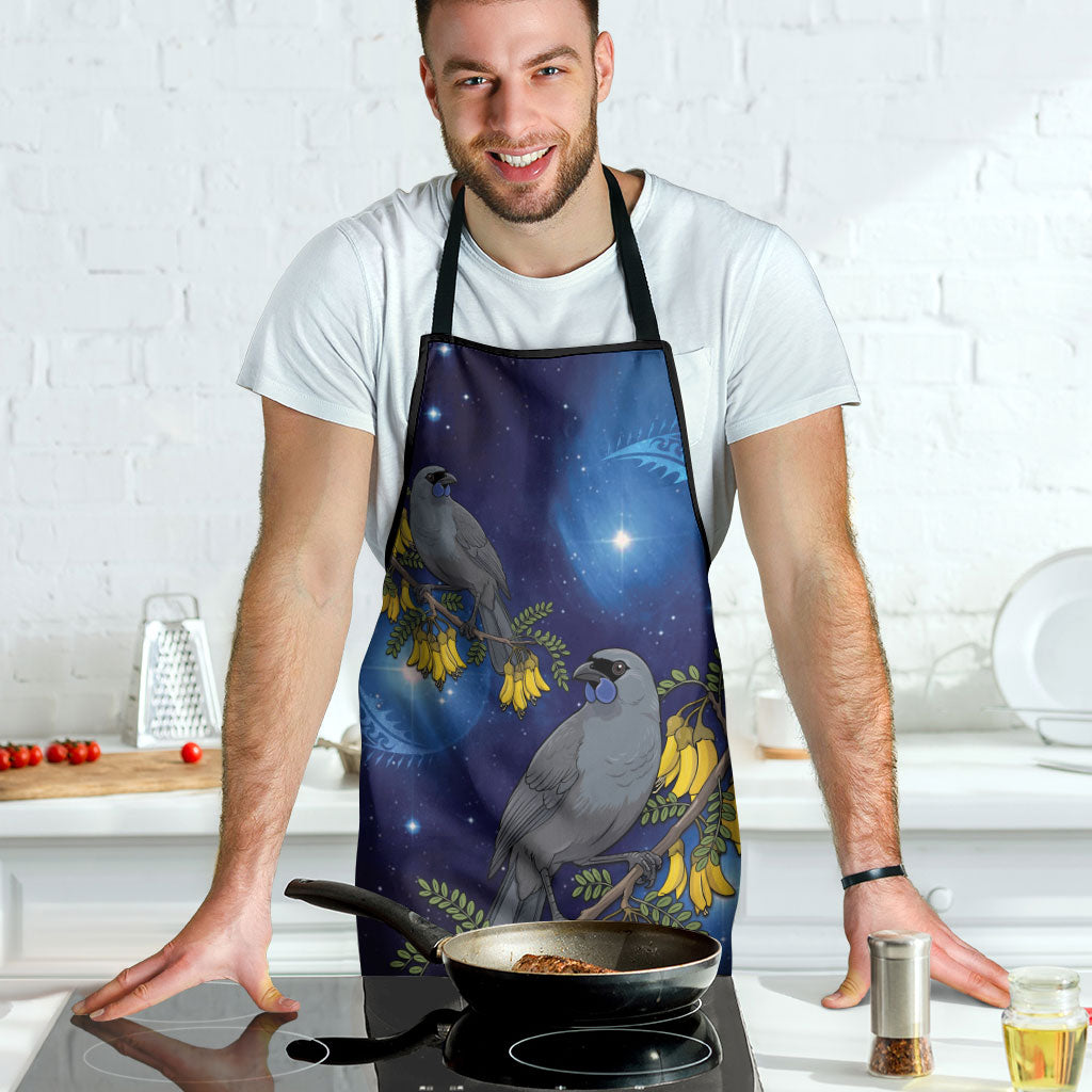 New Zealand Kokako Bird Apron Kowhai Galaxy Style Polynesian Pattern LT22 - Polynesian Pride