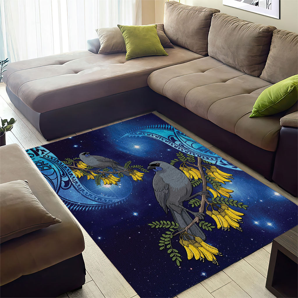 New Zealand Kokako Bird Area Rug Kowhai Galaxy Style Polynesian Pattern LT22 - Polynesian Pride