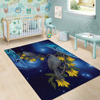 New Zealand Kokako Bird Area Rug Kowhai Galaxy Style Polynesian Pattern LT22 - Polynesian Pride
