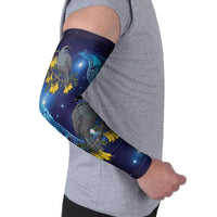 New Zealand Kokako Bird Arm Sleeves Kowhai Galaxy Style Polynesian Pattern LT22 - Polynesian Pride