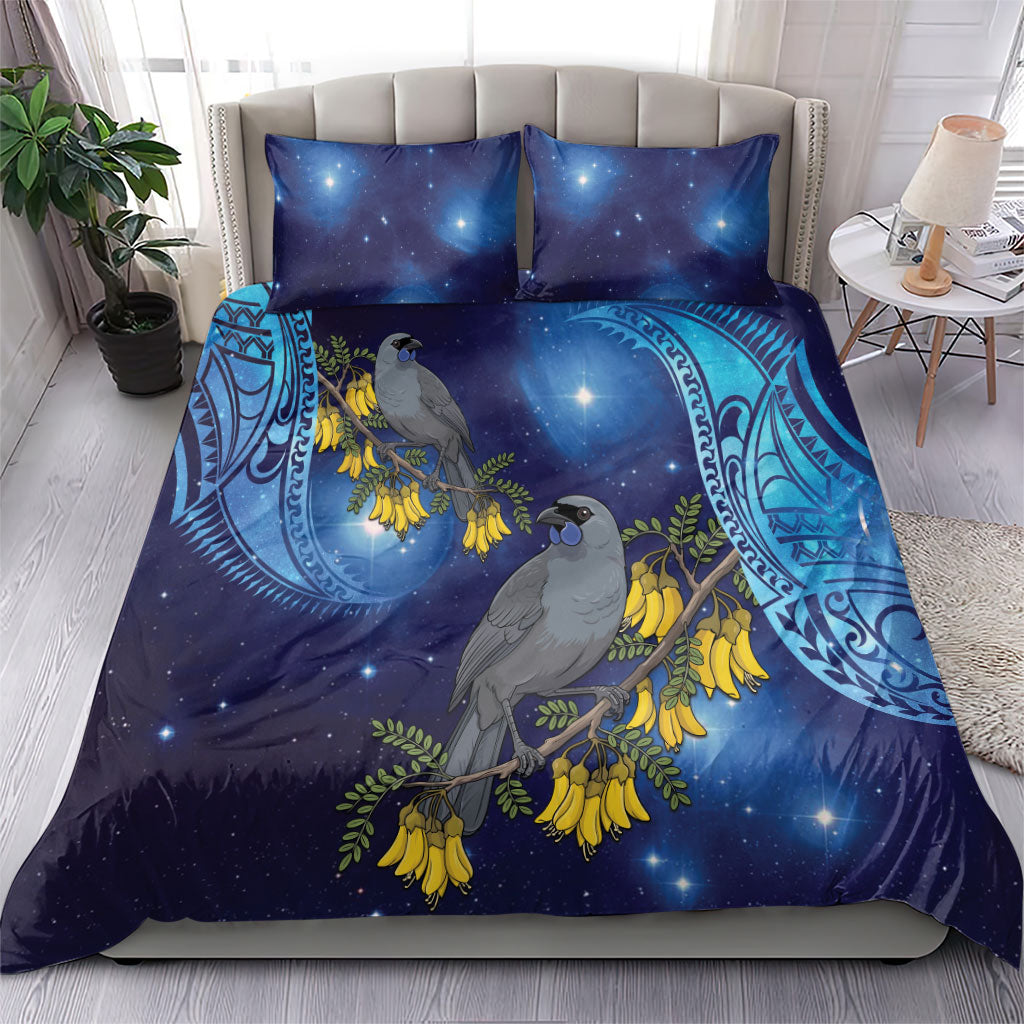 New Zealand Kokako Bird Bedding Set Kowhai Galaxy Style Polynesian Pattern LT22 - Polynesian Pride