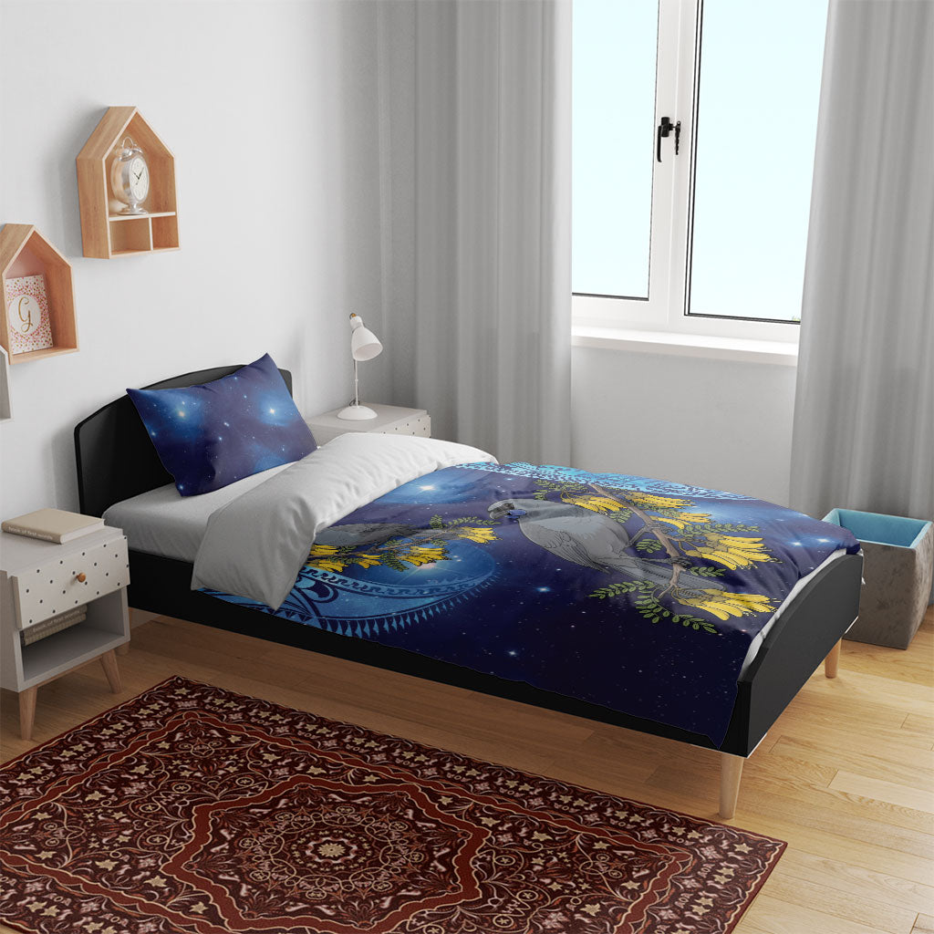 New Zealand Kokako Bird Bedding Set Kowhai Galaxy Style Polynesian Pattern LT22 - Polynesian Pride