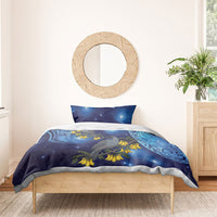 New Zealand Kokako Bird Bedding Set Kowhai Galaxy Style Polynesian Pattern LT22 - Polynesian Pride