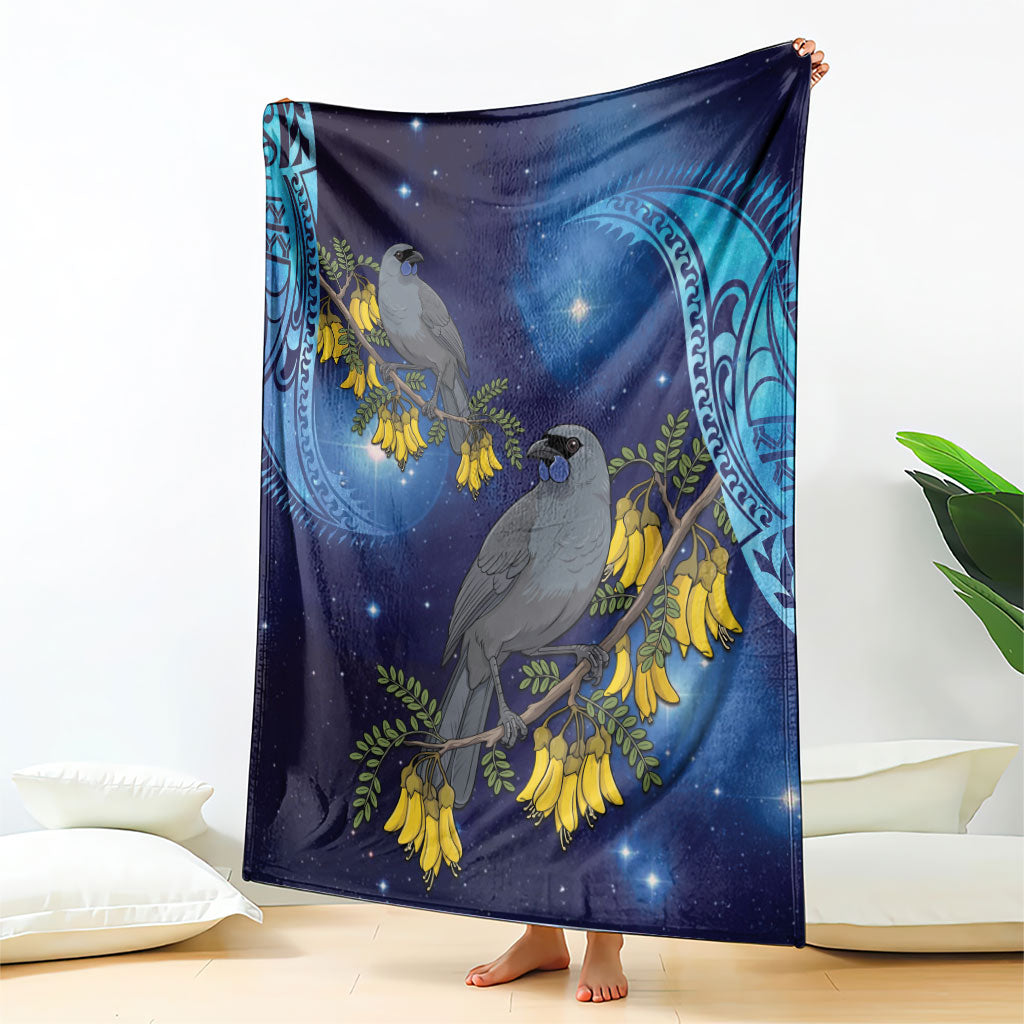 New Zealand Kokako Bird Blanket Kowhai Galaxy Style Polynesian Pattern LT22 - Polynesian Pride
