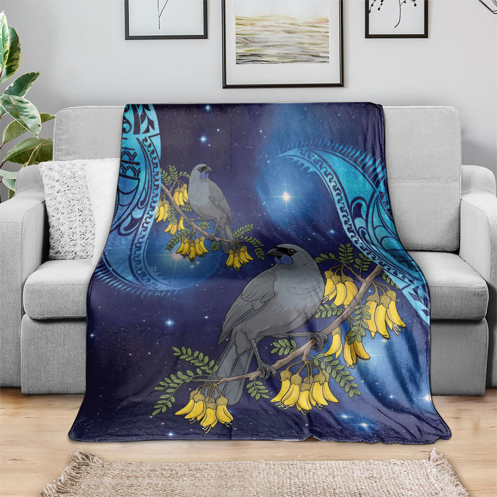 New Zealand Kokako Bird Blanket Kowhai Galaxy Style Polynesian Pattern LT22 - Polynesian Pride