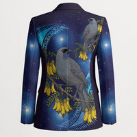 New Zealand Kokako Bird Blazer Kowhai Galaxy Style Polynesian Pattern LT22 - Polynesian Pride