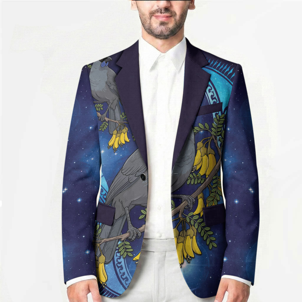 New Zealand Kokako Bird Blazer Kowhai Galaxy Style Polynesian Pattern LT22 - Polynesian Pride