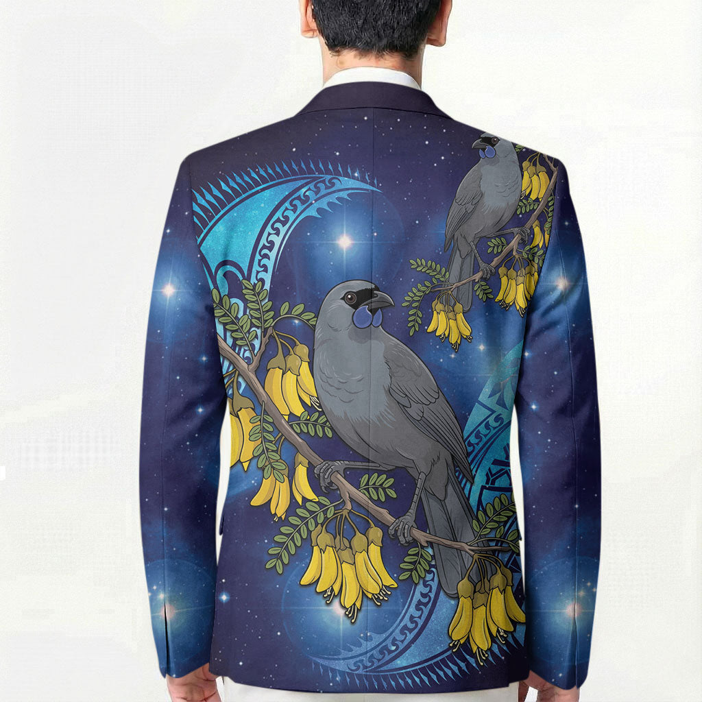 New Zealand Kokako Bird Blazer Kowhai Galaxy Style Polynesian Pattern LT22 - Polynesian Pride