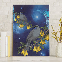 New Zealand Kokako Bird Canvas Wall Art Kowhai Galaxy Style Polynesian Pattern LT22 Without Frame Blue - Polynesian Pride