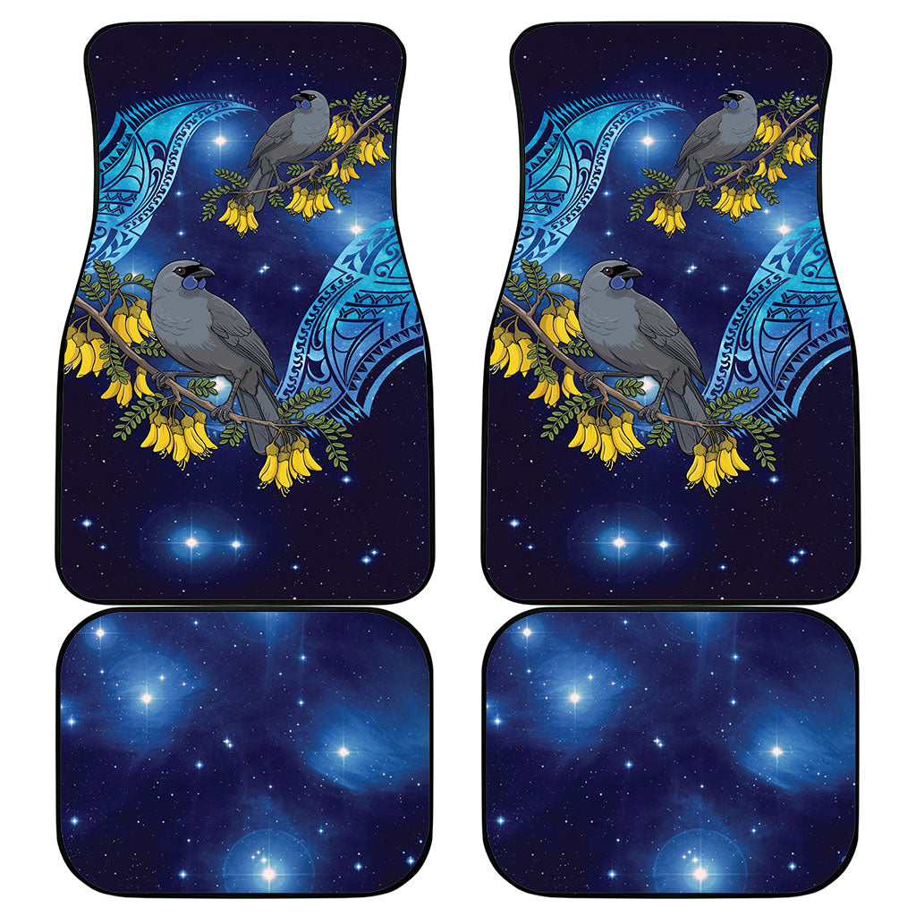 New Zealand Kokako Bird Car Mats Kowhai Galaxy Style Polynesian Pattern LT22 - Polynesian Pride