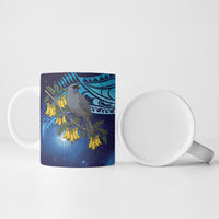 New Zealand Kokako Bird Ceramic Mug Kowhai Galaxy Style Polynesian Pattern LT22 - Polynesian Pride