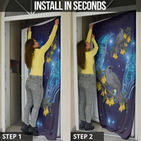 New Zealand Kokako Bird Door Cover Kowhai Galaxy Style Polynesian Pattern LT22 - Polynesian Pride